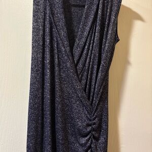 Sleeveless Navy Heather Wrap-Style Dress